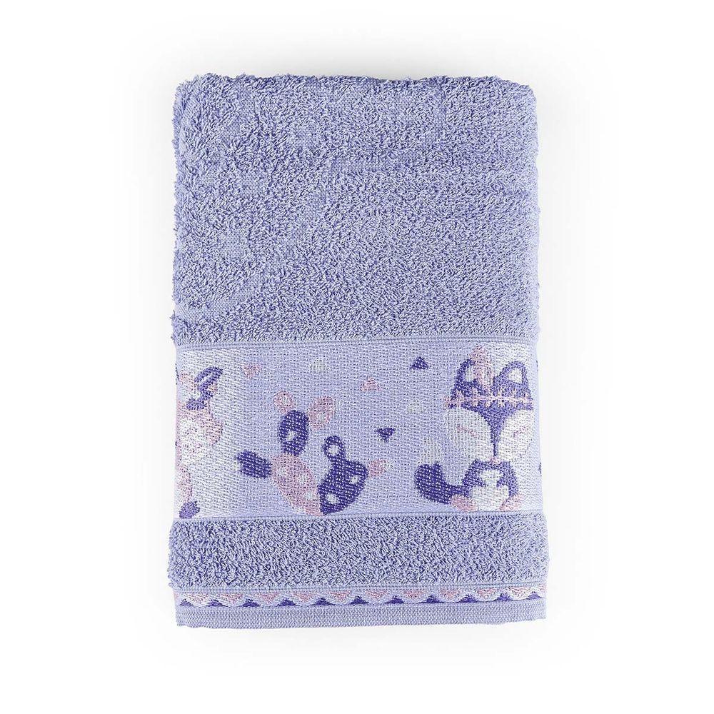 Toalha De Banho Avulsa Minimi Infantil 100% Algodão - 1,15m X 75cm - Foxy Raposa - Lilás - 2
