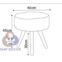 Kit 02 Puff Redondo Pés Palito Preto - 3