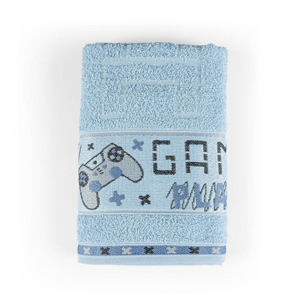 Toalha De Banho Avulsa Minimi Infantil 100% Algodão - 1,15m X 75cm - Game - Azul - 2