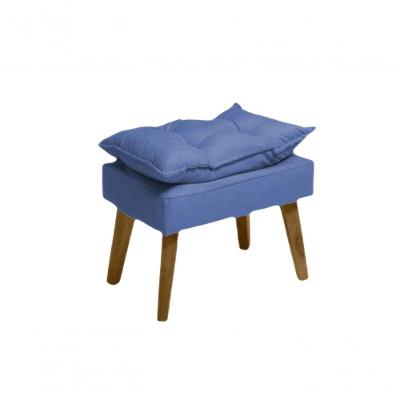Puff Banqueta Decorativa Glamour Opala Com Pés Quadrado Azul Marinho