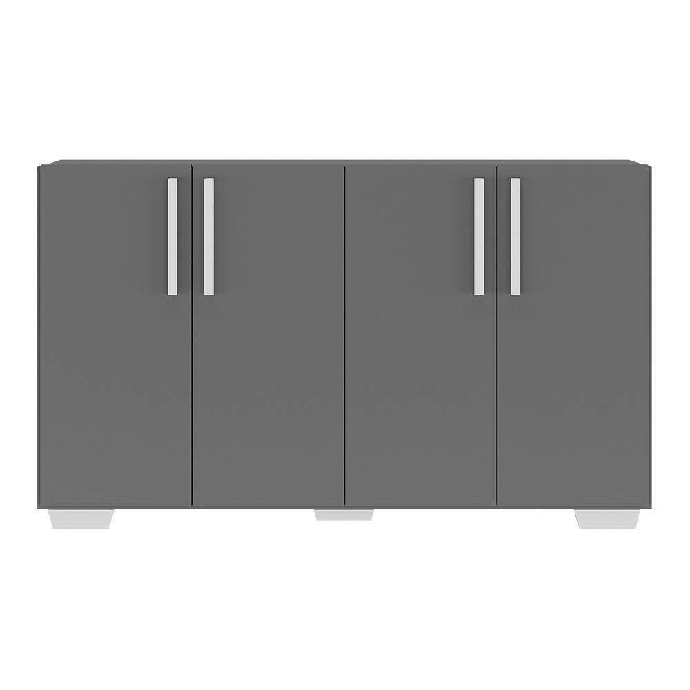 Aparador Buffet 4 Portas Com Pés Quadrados Viena V3607 Grafite/Branco Grafite/Branco - 2