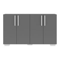 Aparador Buffet 4 Portas Com Pés Quadrados Viena V3607 Grafite/Branco Grafite/Branco - 2