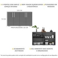 Aparador Buffet 4 Portas Com Pés Quadrados Viena V3607 Grafite/Branco Grafite/Branco - 5