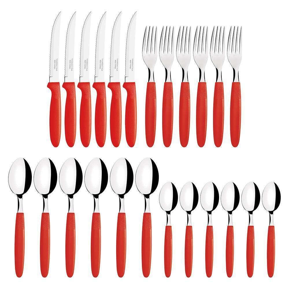 Panela Turim Alumínio Chumbo Antiaderente 1,4l Ptc + Faqueiro Ipanema Vermelho 24pc - Tramontina - 6