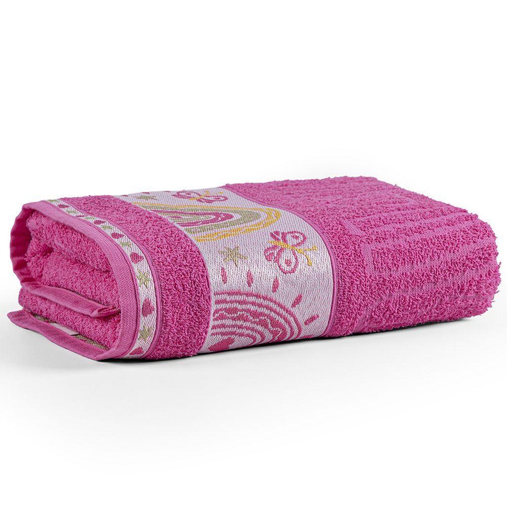 Toalha De Banho Avulsa Minimi Infantil 100% Algodão - 1,15m X 75cm - Rainbow Arco íris - Pink - 1