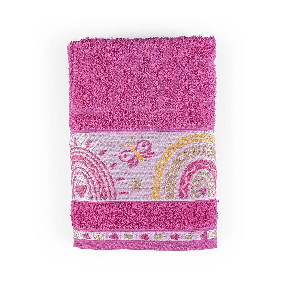 Toalha De Banho Avulsa Minimi Infantil 100% Algodão - 1,15m X 75cm - Rainbow Arco íris - Pink - 2