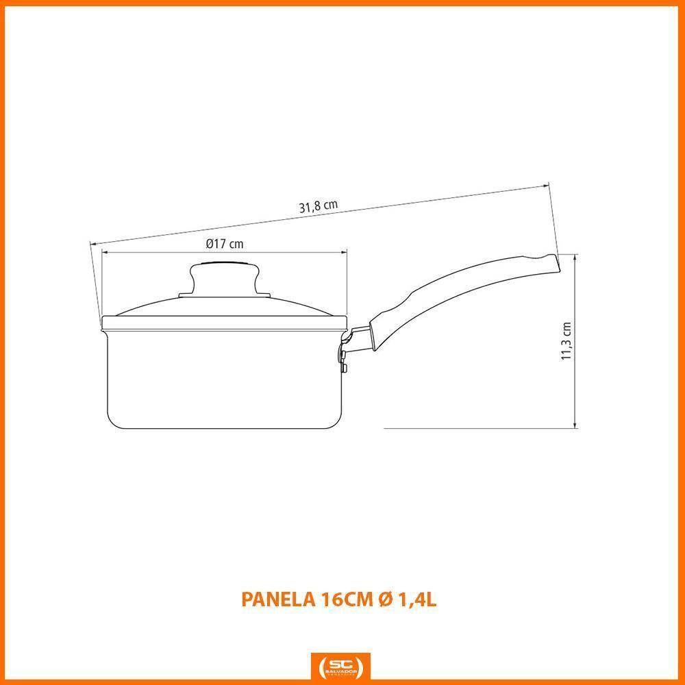 Panela Turim Alumínio Chumbo Antiaderente 1,4l Ptc + Faqueiro Ipanema Preto 30pc - Tramontina - 3