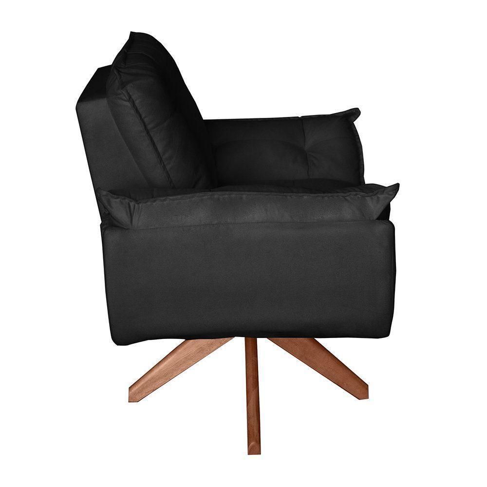 Poltrona/cadeira Decorativa Glamour Opala Com Base Giratória 30cm Em Madeira Preto - 2