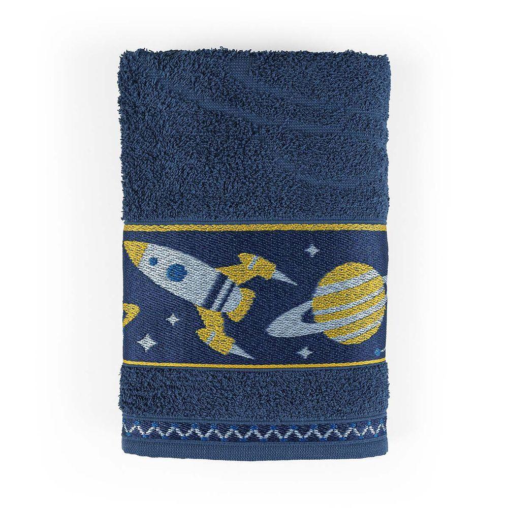 Toalha De Banho Avulsa Minimi Infantil 100% Algodão - 1,15m X 75cm - Galáxia - Azul Marinho - 2