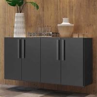 Aparador Buffet 4 Portas Suspenso Viena V3605 Preto Preto - 7