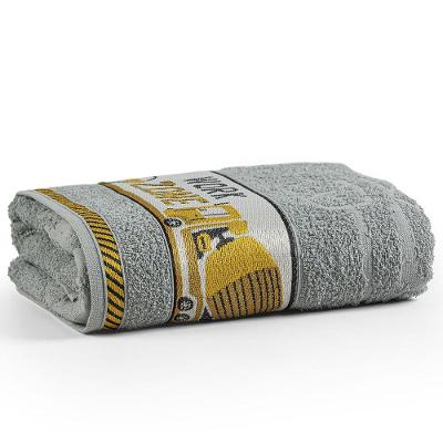 Toalha De Banho Avulsa Minimi Infantil 100% Algodão - 1,15m X 75cm - Manny Trator - Cinza