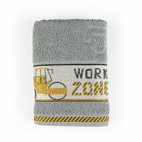 Toalha De Banho Avulsa Minimi Infantil 100% Algodão - 1,15m X 75cm - Manny Trator - Cinza - 2