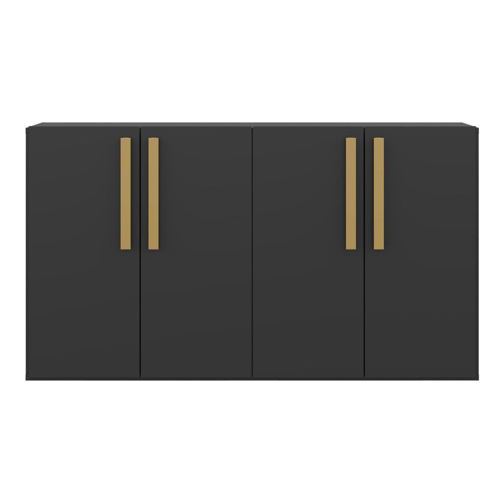 Aparador Buffet 4 Portas Suspenso Viena V3605 Preto/Natural Preto/Natural - 3