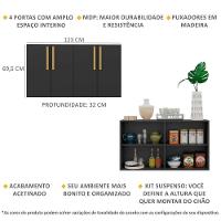 Aparador Buffet 4 Portas Suspenso Viena V3605 Preto/Natural Preto/Natural - 6