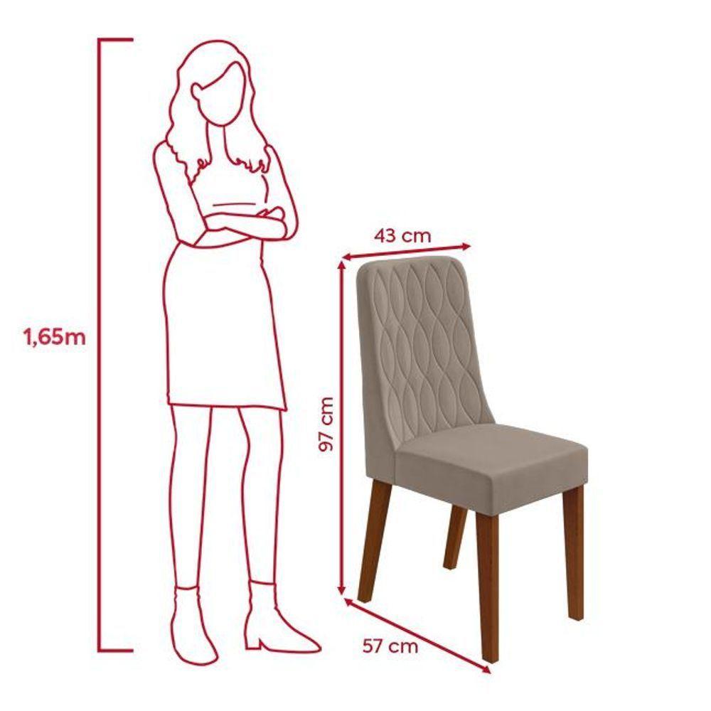 Conjunto Sala De Jantar Mesa Easy Pop 120x80cm Tampo Vidro/mdf Com 4 Cadeiras Seat Suede Animale Bege Frassino/off White - 6