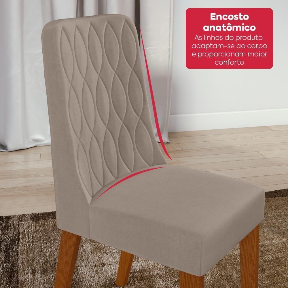 Conjunto Sala De Jantar Mesa Easy Pop 120x80cm Tampo Vidro/mdf Com 4 Cadeiras Seat Suede Animale Bege Frassino/off White - 9