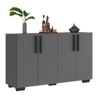 Aparador Buffet 4 Portas Com Pés Quadrados Viena V3607 Grafite/Preto Grafite/Preto - 1