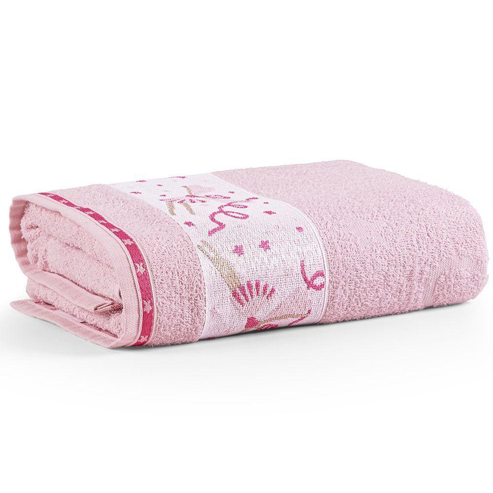 Toalha De Banho Avulsa Minimi Infantil 100% Algodão - 1,15m X 75cm - Bailarina - Rosa - 1