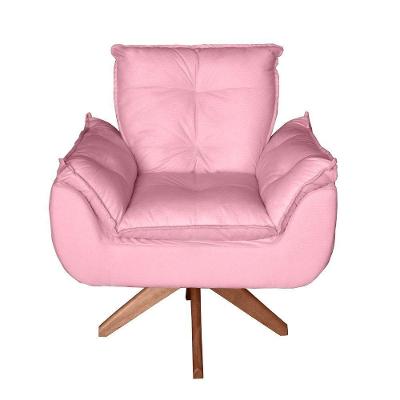 Poltrona/cadeira Decorativa Glamour Opala Com Base Giratória 30cm Em Madeira Rosê