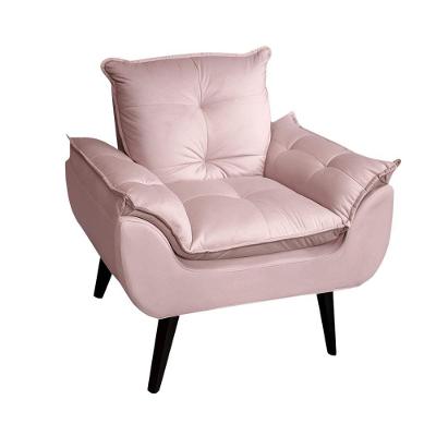 Poltrona/cadeira Decorativa Glamour Opala Com Pés Quadrado Veludo Rosa Nude