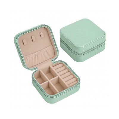 Mini Porta Joias Verde Menta Revestimento Em Couro Sintético
