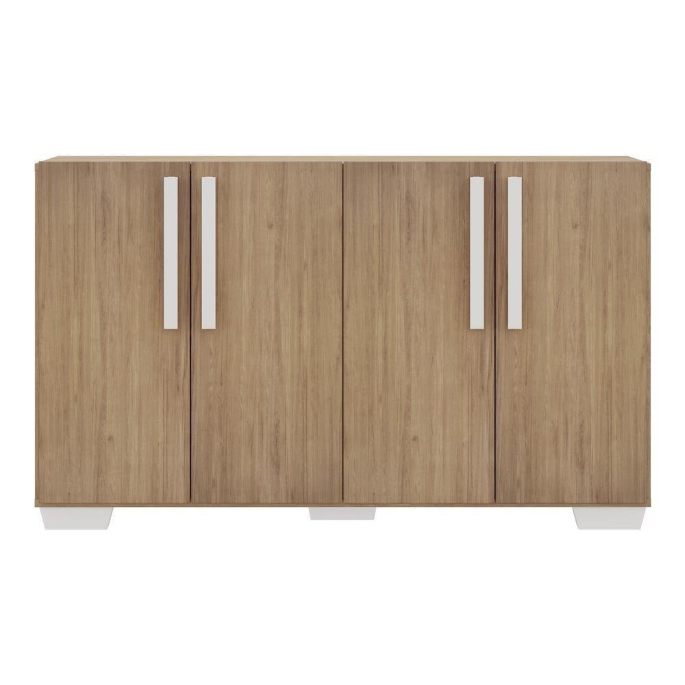 Aparador Buffet 4 Portas Com Pés Quadrados Viena V3607 Rustic/Branco Rustic/Branco - 3