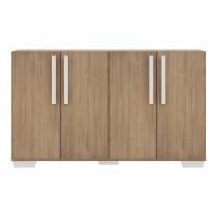 Aparador Buffet 4 Portas Com Pés Quadrados Viena V3607 Rustic/Branco Rustic/Branco - 3