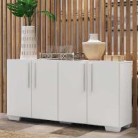 Aparador Buffet 4 Portas Com Pés Quadrados Viena V3607 Branco Branco - 7