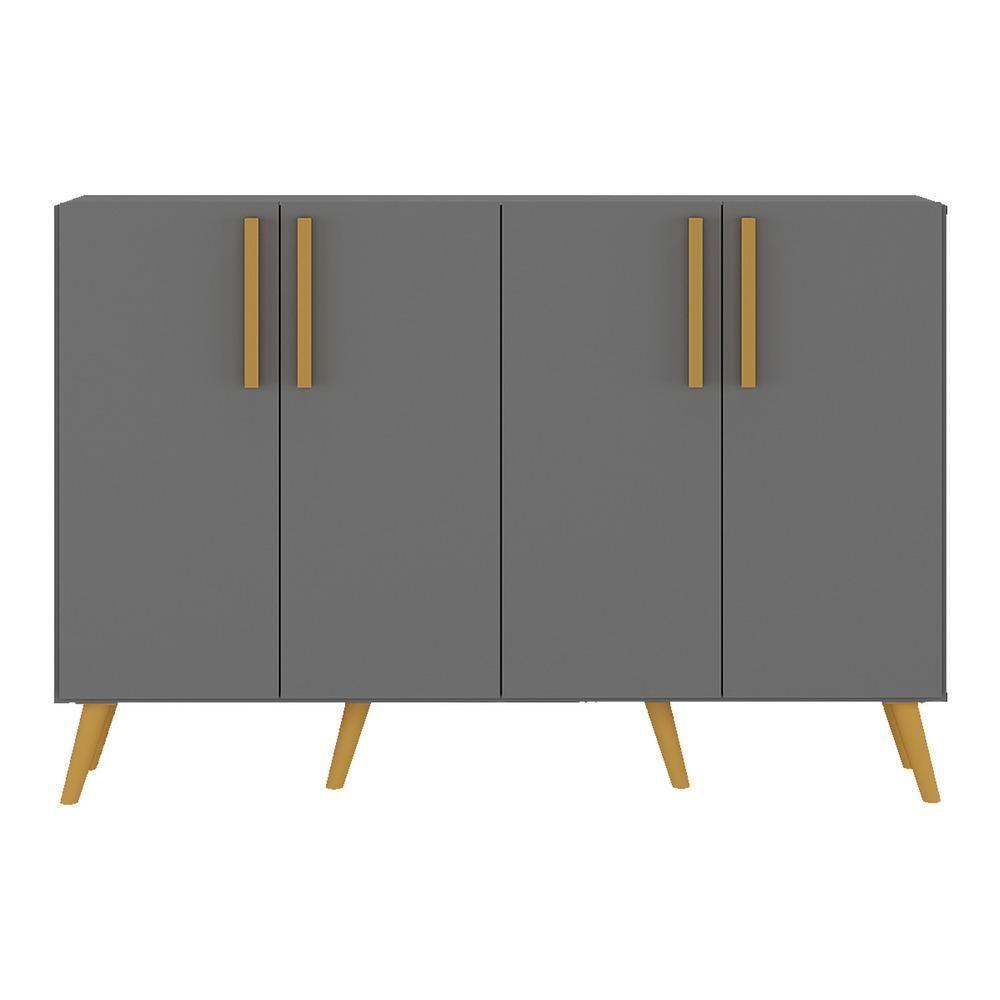 Aparador Buffet 4 Portas Retrô Viena V3606 Grafite/Natural Grafite/Natural - 2