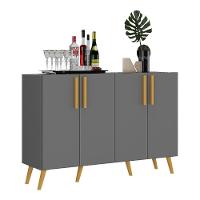 Aparador Buffet 4 Portas Retrô Viena V3606 Grafite/Natural Grafite/Natural - 1