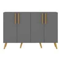 Aparador Buffet 4 Portas Retrô Viena V3606 Grafite/Natural Grafite/Natural - 2