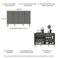 Aparador Buffet 4 Portas Retrô Viena V3606 Grafite/Natural Grafite/Natural - 5