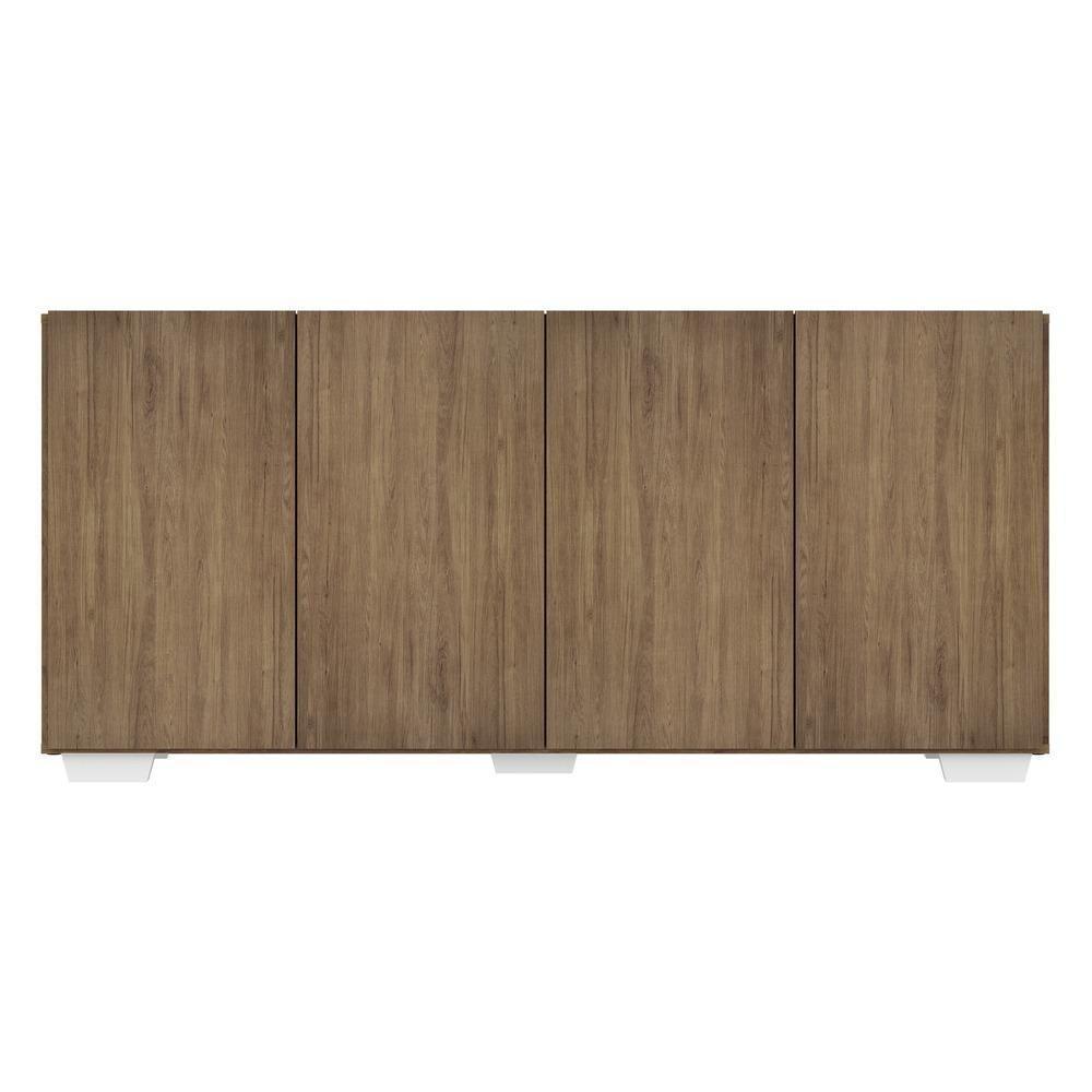 Aparador Buffet 4 Portas Com Pés Quadrados Veneza Multimóveis V3557 Rustic/Branco Rustic/Branco - 3