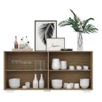 Aparador Buffet 4 Portas Com Pés Quadrados Veneza Multimóveis V3557 Rustic/Branco Rustic/Branco