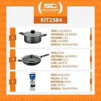 Caçarola Turim Alumínio Chumbo Antiaderente 2,8l + Faqueiro Ipanema 24pc + Wok Loreto 3,3l - 2