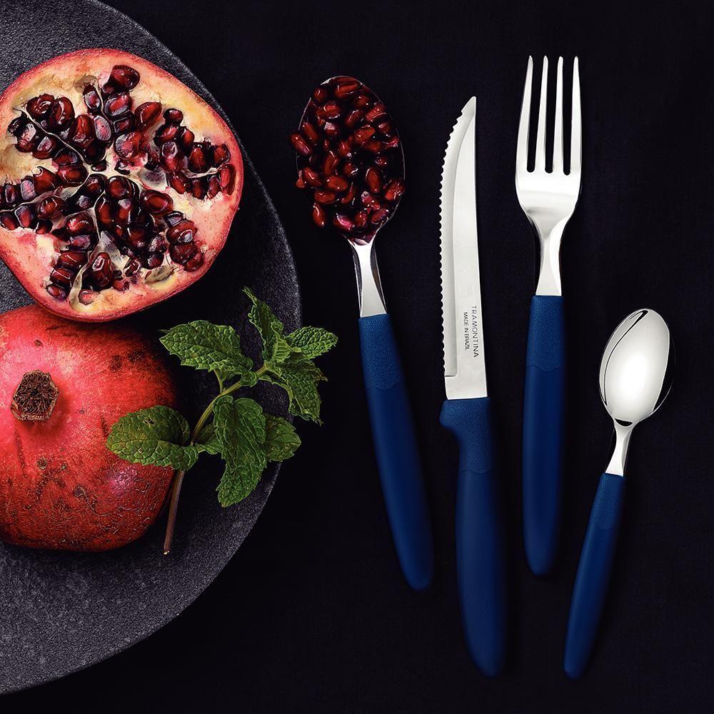 Caçarola Turim Alumínio Chumbo Antiaderente 2,8l + Faqueiro Ipanema Azul 24pc + Wok Loreto 3,3l - 2