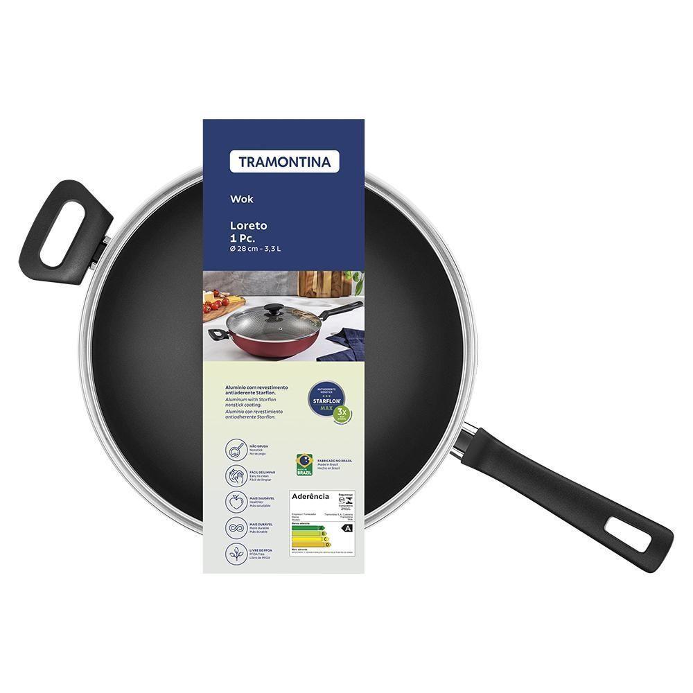 Caçarola Turim Alumínio Chumbo Antiaderente 2,8l + Faqueiro Ipanema Azul 24pc + Wok Loreto 3,3l - 7