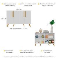 Aparador Buffet 4 Portas Retrô Viena V3606 Branco/Natural - 6