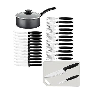 Panela Turim Alumínio Chumbo Antiaderente 1,4l + Cojunto Ipanema 24pc + Tábua E Facas - Tramontina