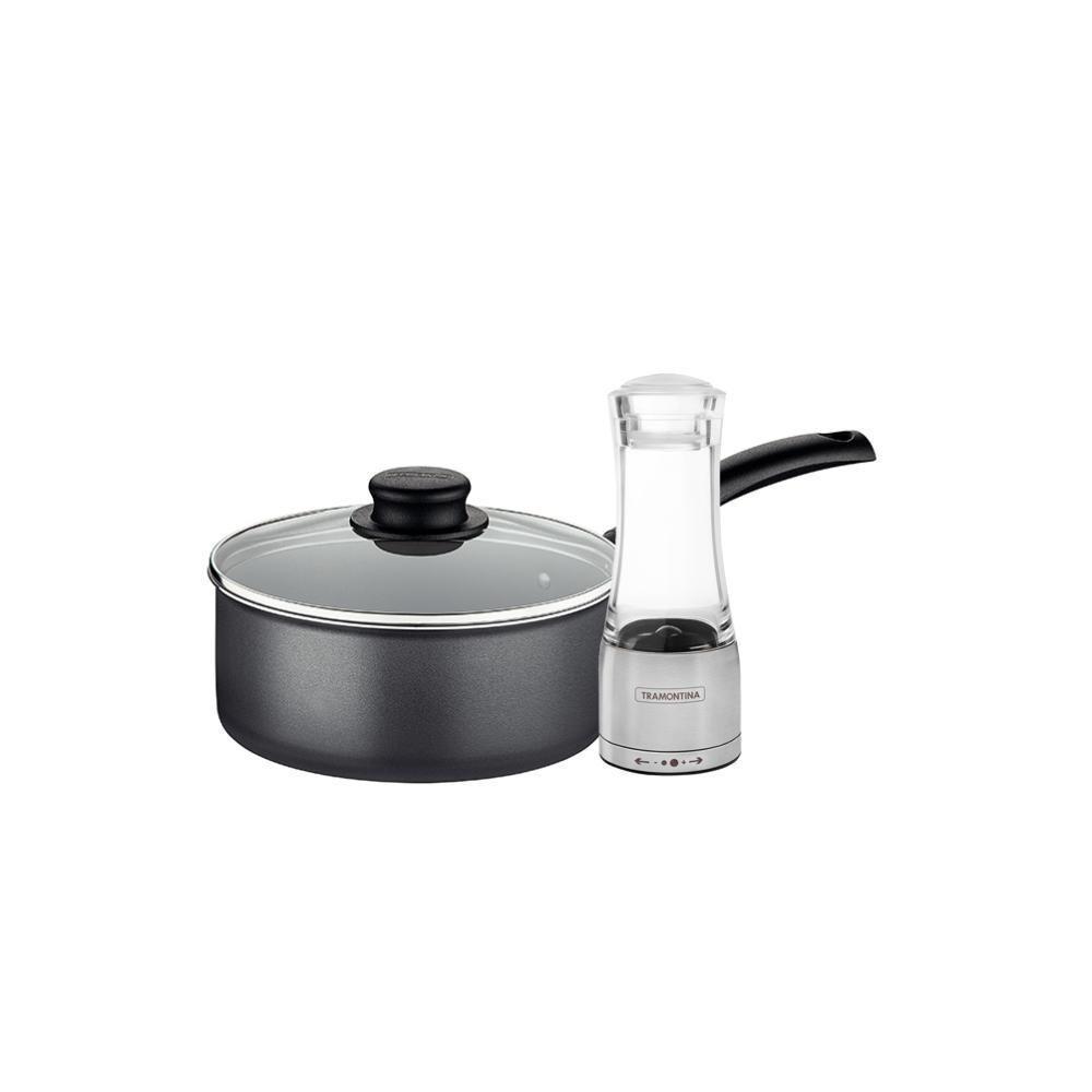 Panela Turim Alumínio Antiaderente 18cm 1,4l Ptc + Moedor De Sal E Pimenta Grande - Tramontina - 1