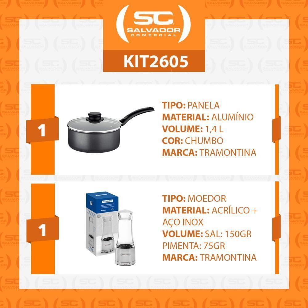 Panela Turim Alumínio Antiaderente 18cm 1,4l Ptc + Moedor De Sal E Pimenta Grande - Tramontina - 2
