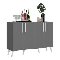 Aparador Buffet 4 Portas Retrô Viena V3606 Grafite/Branco Grafite/Branco - 1