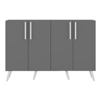 Aparador Buffet 4 Portas Retrô Viena V3606 Grafite/Branco Grafite/Branco - 2