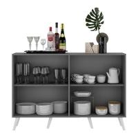 Aparador Buffet 4 Portas Retrô Viena V3606 Grafite/Branco Grafite/Branco - 3