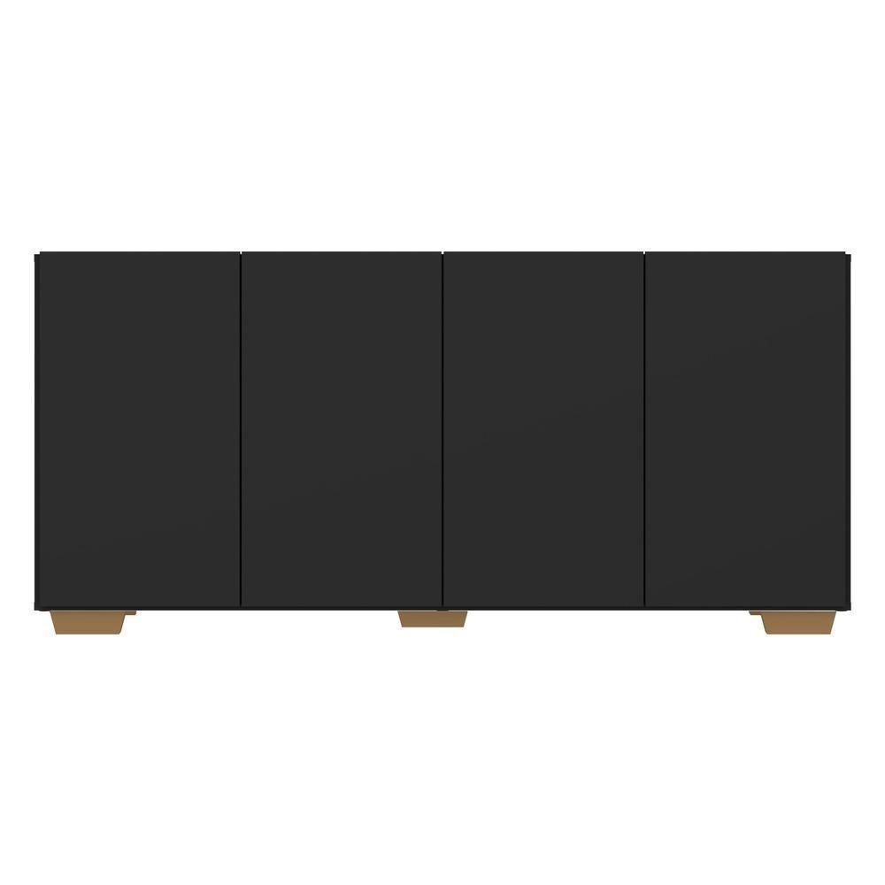 Aparador Buffet 4 Portas Com Pés Quadrados Veneza Multimóveis V3557 Preto/Natural Preto/Natural - 3
