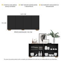 Aparador Buffet 4 Portas Com Pés Quadrados Veneza Multimóveis V3557 Preto/Natural Preto/Natural - 6