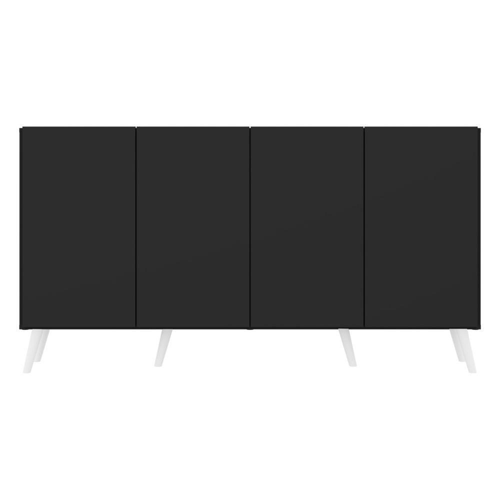 Aparador Buffet 4 Portas Retrô Veneza Multimóveis V3556 Preto/Branco Preto/Branco - 3