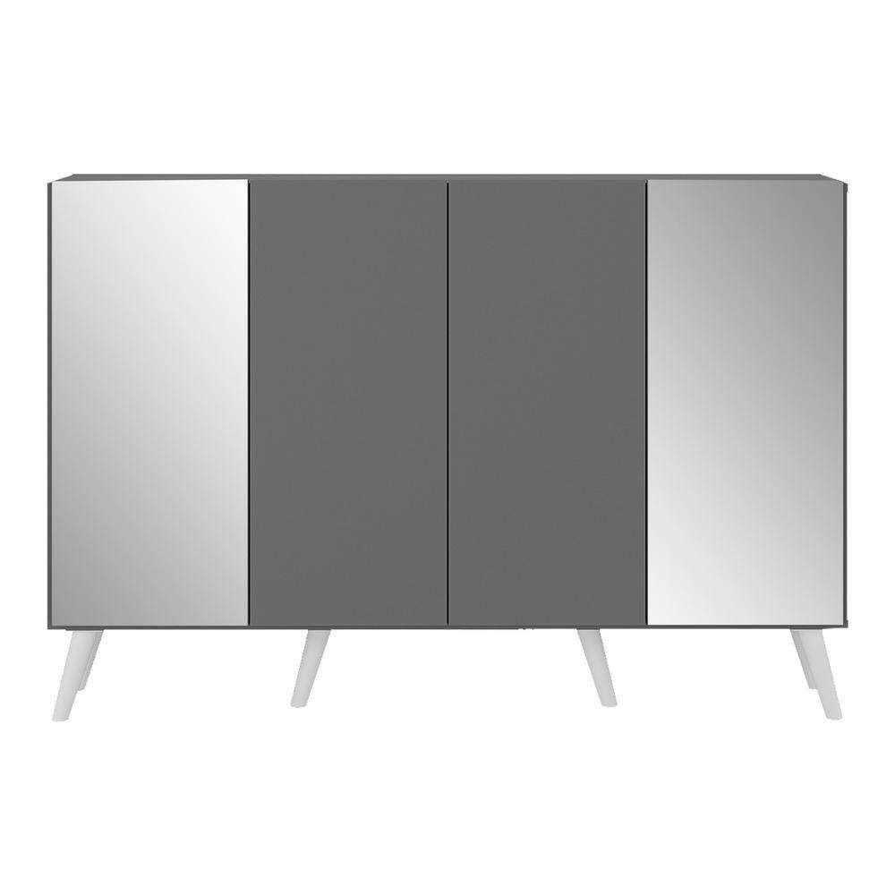 Aparador Buffet 4 Portas Com Espelho Retrô Vegas Multimóveis V3562 Grafite/branco Grafite/branco - 2