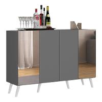 Aparador Buffet 4 Portas Com Espelho Retrô Vegas Multimóveis V3562 Grafite/branco Grafite/branco - 1