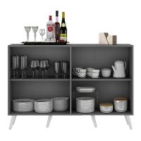 Aparador Buffet 4 Portas Com Espelho Retrô Vegas Multimóveis V3562 Grafite/branco Grafite/branco - 3